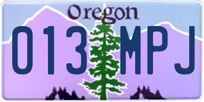 OR license plate 013MPJ