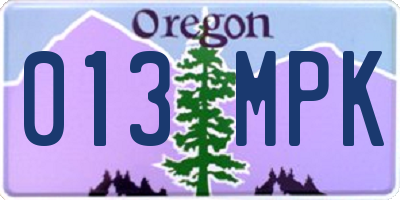 OR license plate 013MPK