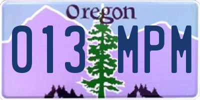 OR license plate 013MPM
