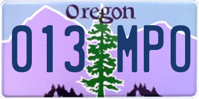 OR license plate 013MPO