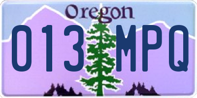 OR license plate 013MPQ