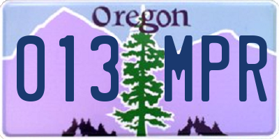 OR license plate 013MPR