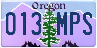 OR license plate 013MPS