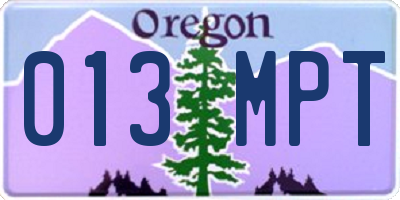 OR license plate 013MPT