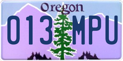 OR license plate 013MPU