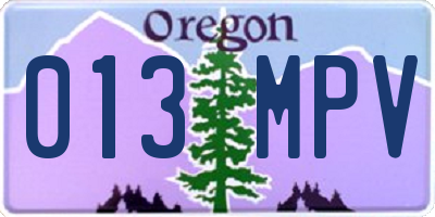 OR license plate 013MPV