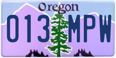 OR license plate 013MPW