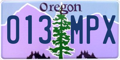 OR license plate 013MPX