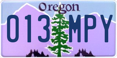 OR license plate 013MPY