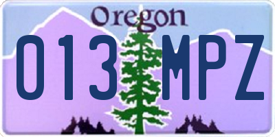OR license plate 013MPZ