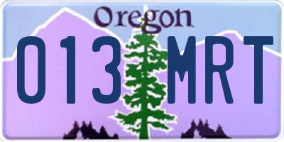 OR license plate 013MRT