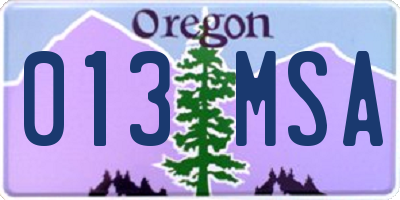 OR license plate 013MSA