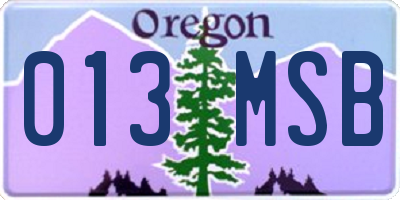OR license plate 013MSB