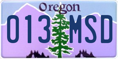OR license plate 013MSD