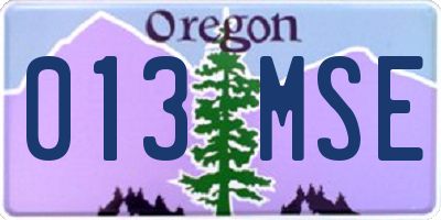 OR license plate 013MSE