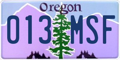 OR license plate 013MSF