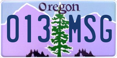 OR license plate 013MSG