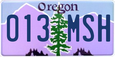 OR license plate 013MSH