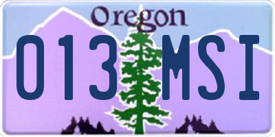 OR license plate 013MSI