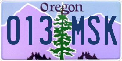 OR license plate 013MSK
