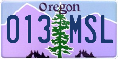 OR license plate 013MSL