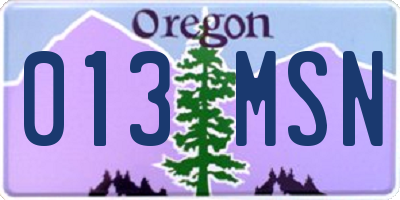 OR license plate 013MSN