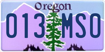 OR license plate 013MSO