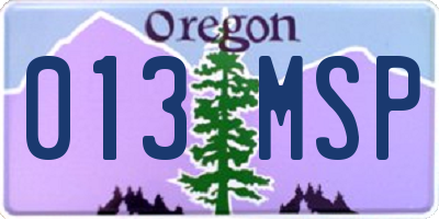 OR license plate 013MSP