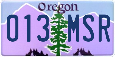 OR license plate 013MSR