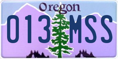 OR license plate 013MSS