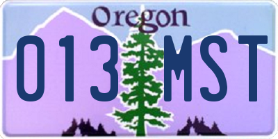 OR license plate 013MST