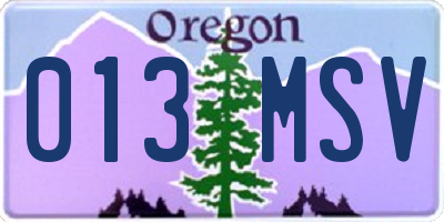 OR license plate 013MSV