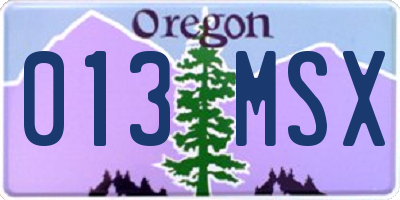 OR license plate 013MSX