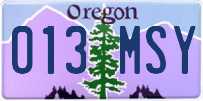 OR license plate 013MSY
