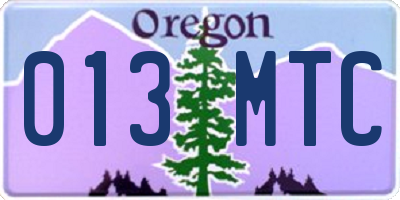 OR license plate 013MTC