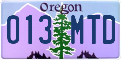 OR license plate 013MTD