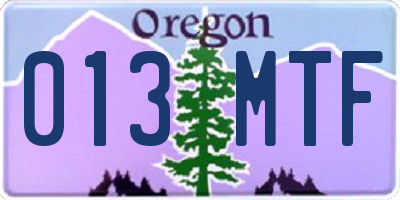 OR license plate 013MTF