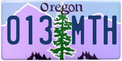 OR license plate 013MTH