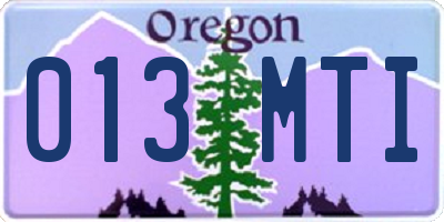 OR license plate 013MTI