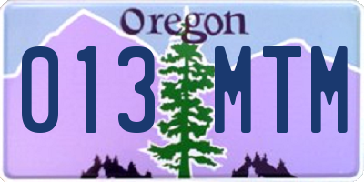 OR license plate 013MTM