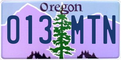 OR license plate 013MTN