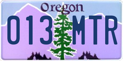 OR license plate 013MTR