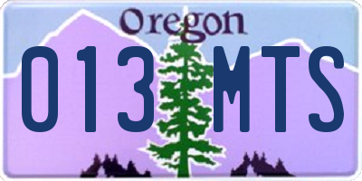OR license plate 013MTS