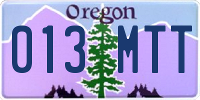 OR license plate 013MTT