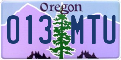 OR license plate 013MTU
