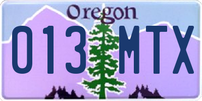 OR license plate 013MTX