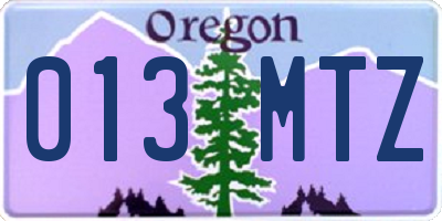 OR license plate 013MTZ