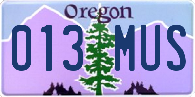 OR license plate 013MUS