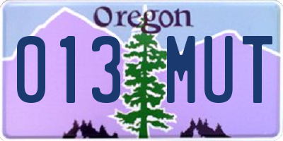 OR license plate 013MUT