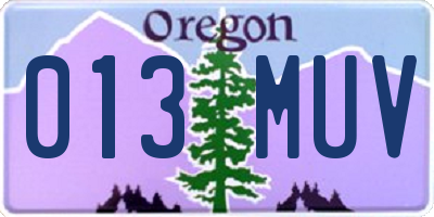 OR license plate 013MUV